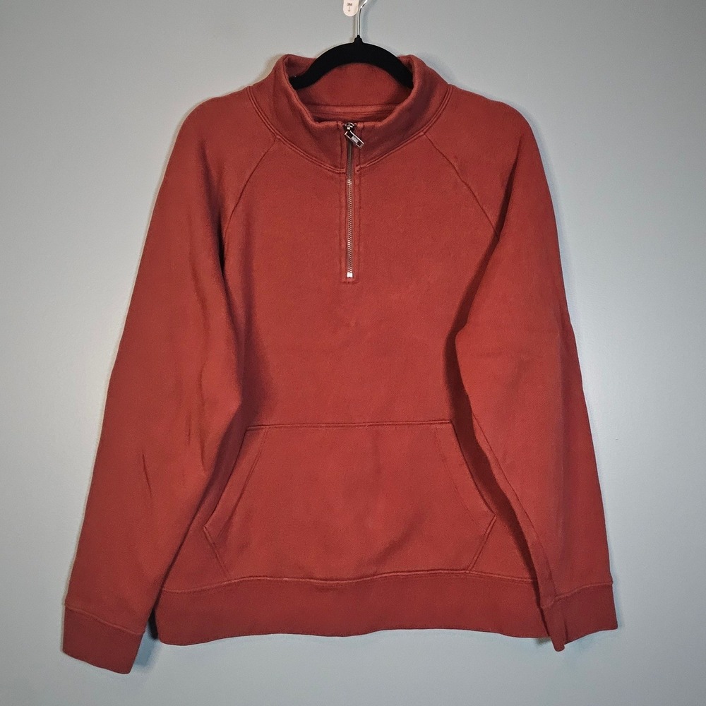 Madewell MWL Men's Pullover Sweatshirt Quarter Zip Burgundy Cotton Blend Size L